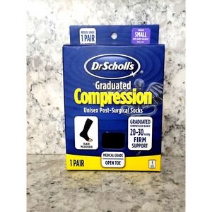 Dr. Scholl's Graduated Compression Socks Unisex Small Open Toe Black Medical Grd